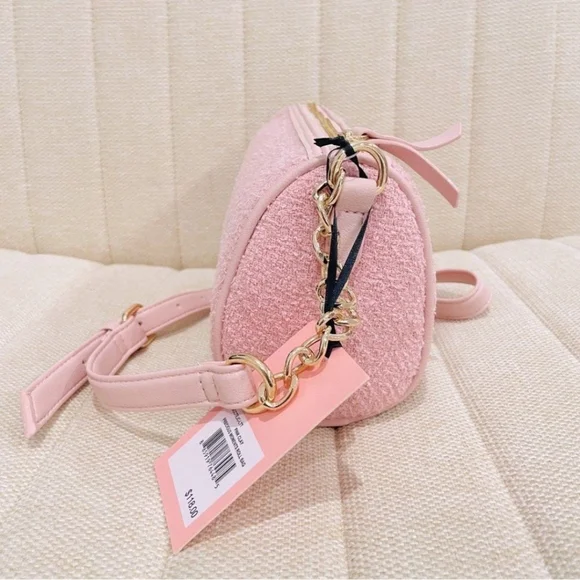 Juicy Couture Pink Tweed Roll Kawaii  Crossbody Purse with Gold Accents NWT - Picture 4 of 7